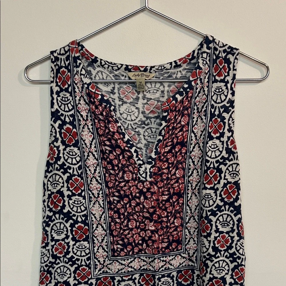 Lucky Brand Red and Blue Patterned Tank Top - Picture 3 of 5